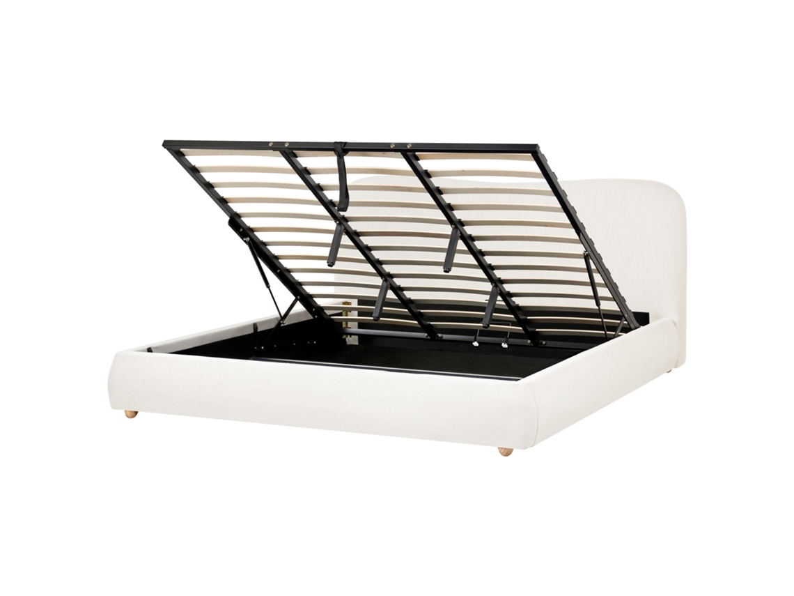 Cama De Casal Beliani Blagnac De Tecido Branco 180x200
