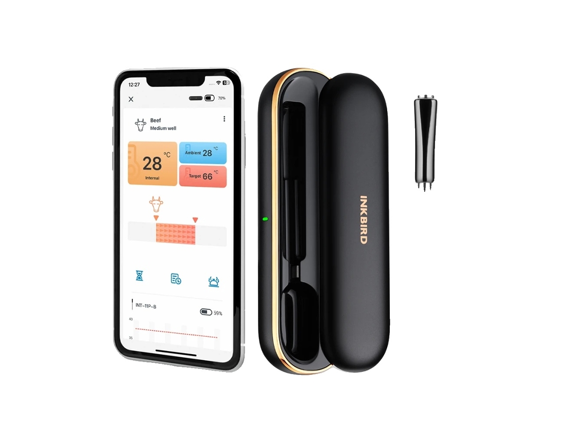Termómetro inalámbrico para carne, Bluetooth 5.1, sondas de temperatura duales, diseño resistente al agua, int 11p B OEM