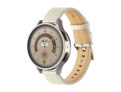 Correa de reloj inteligente para Realme Watch 3/Amazfit GTR4/4 Pro Correa universal de cuero genuino con ranuras (blanco beige)