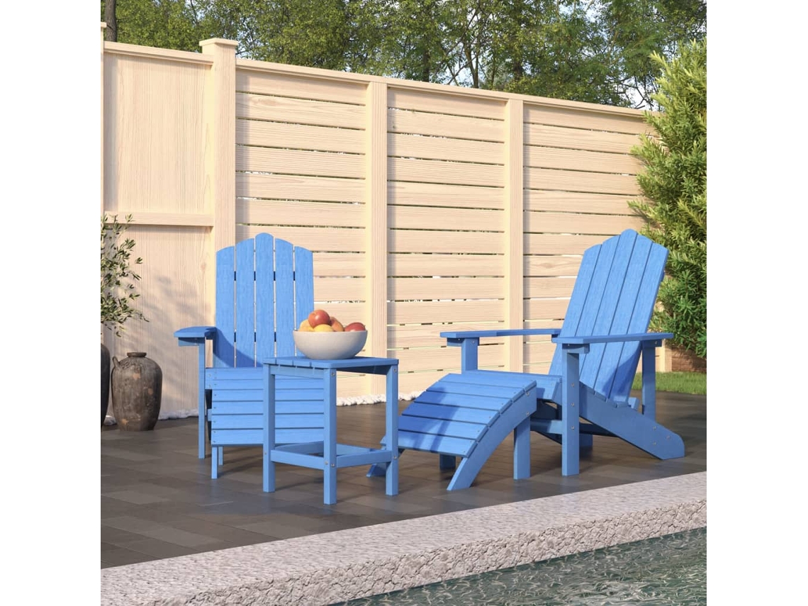 Sillas de jardín Adirondack con reposapiés/mesa en cian, Dkd Home Decor