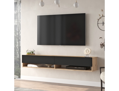 Mueble TV suspendido Laitila Aglomerado 180x32x30 cm Roble y Negro [EN.CASA]
