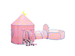 Tienda de juegos infantil con 250 pelotas, 301x120x128 cm, rosa