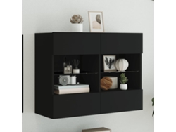 Mueble De Tv De Pared Con Luces Led Negro 78,5x30x60,5 Cm