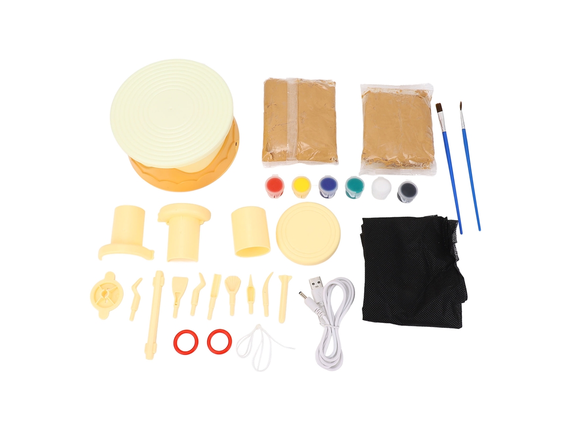2026-rueda De Alfarería Para Niños Con Herramientas De Escultura Kit Completo De Pintura Para Principiantes Amarillo