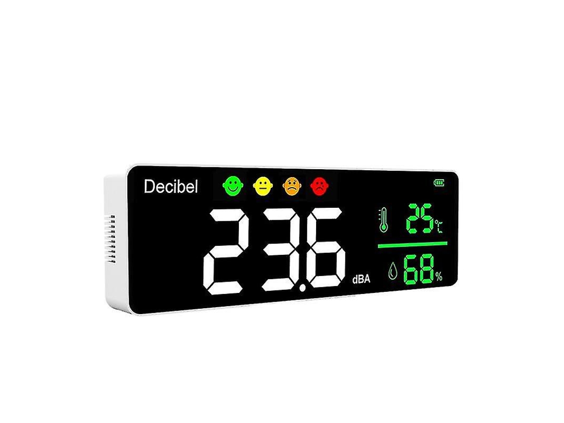 Dm1306d Medidor de decibelios de sonido inteligente digital montado en la pared 30-130db Detector de ruido Temperatura Humedad - C8.