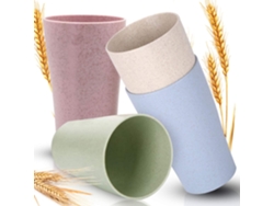 Vasos de paja de trigo para comidas caseras y picnics al aire libre. Sin BPA, biodegradables, irrompibles, ligeros y reutilizables.