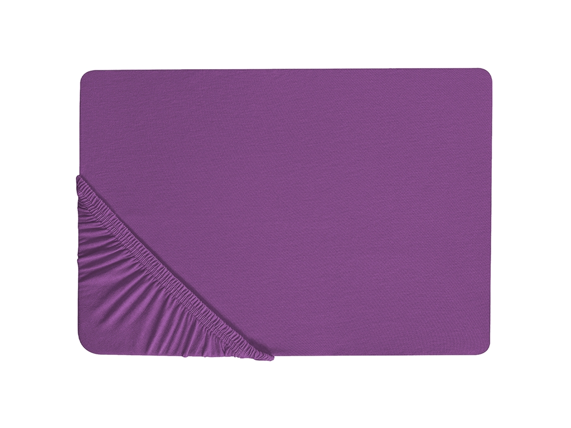 Sábana Inferior Ajustable BELIANI Janbu (200 x 200 x 30 - Algodón - Morado)