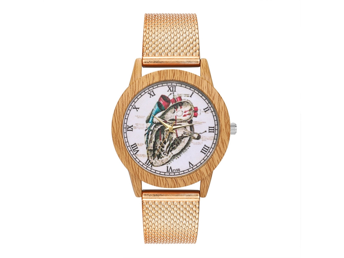 Reloj De Cuarzo Con Correa De Silicona Dial Redondo Grande Numerales Romanos Unisex (oro Rosa)
