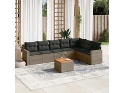 Conjunto de sofá de jardín de 8 piezas con cojines, ratán gris, DKD Home Decor