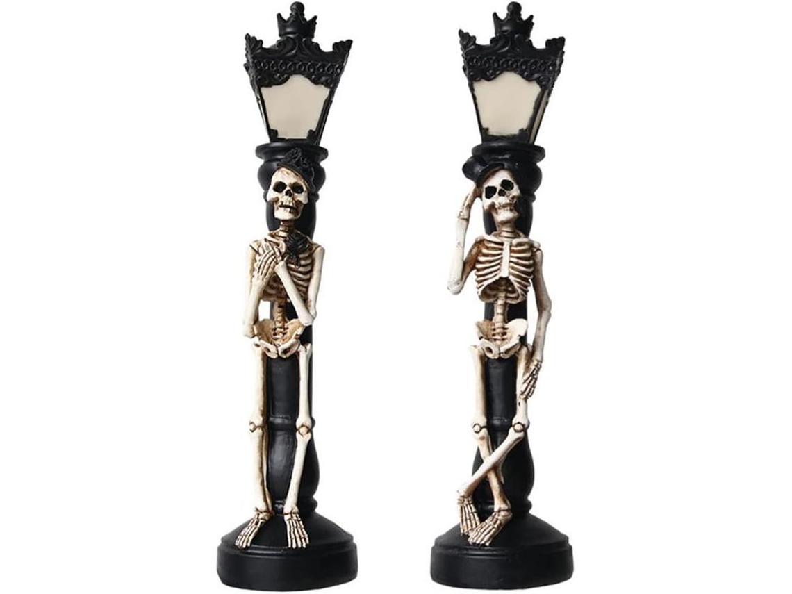 Lámpara De Calavera De Halloween Con Mano De Fantasma, Vela Miniatura Sin Llama, Resina Brillante.