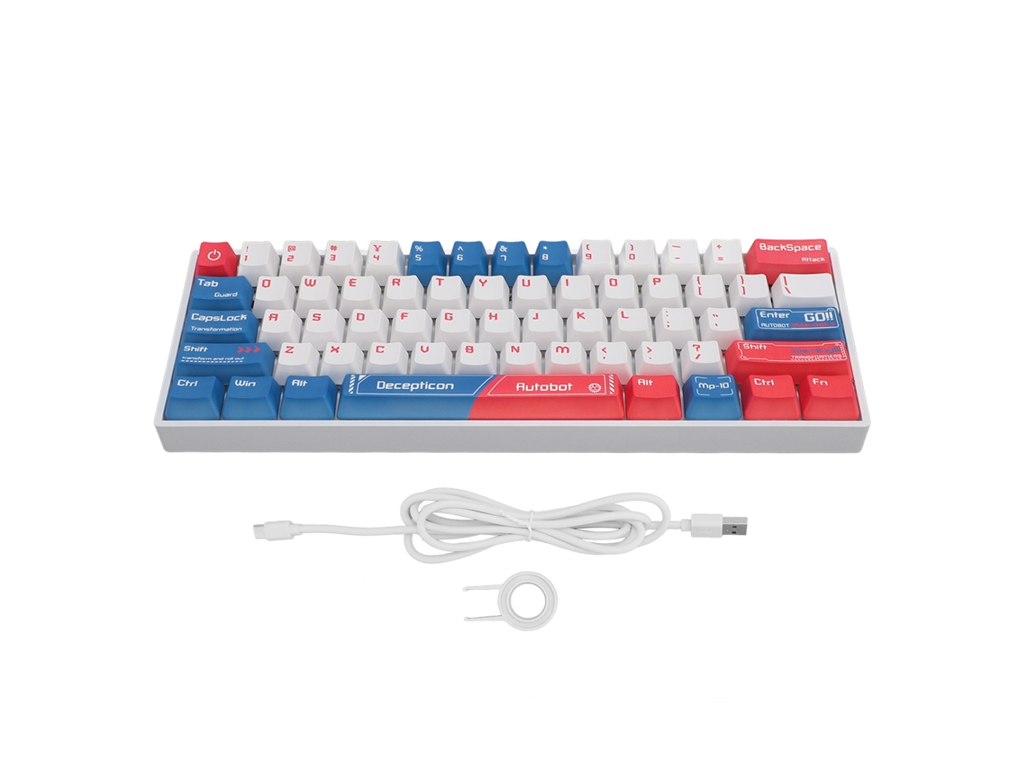 Teclado Mecânico Gamer 61 Teclas Com Luz Rgb Switch Vermelho Wireless 2.4g Bluetooth 3.0 5.0 E Fio Type C Para Pc Laptop