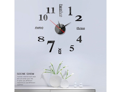 Etiqueta engomada del reloj de pared del espejo de acrílico 3d diy - oro claro / 40x40cmNegro / 40x40cm SLOWMOOSE