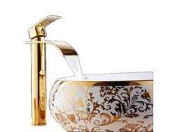 Grifo de baño, acabado dorado, diseño cascada, dorado alto B