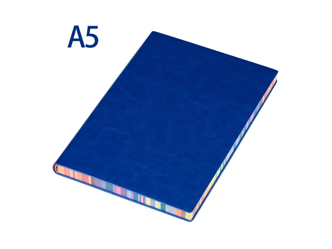 Cuaderno con borde arcoíris, 200 páginas rayadas, ideal para notas de estudiantes, azul, A5