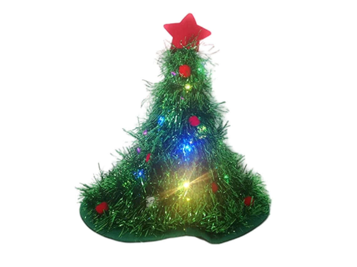 Gorro De Navidad Luminoso Con Estrella Verde Para Fiestas Infantiles Y De Adultos.