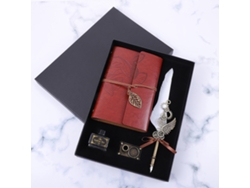Kit Caneta de Pena Vintage com Tinta Caderno e Base para Caligrafia Presente para Estudantes Amigos