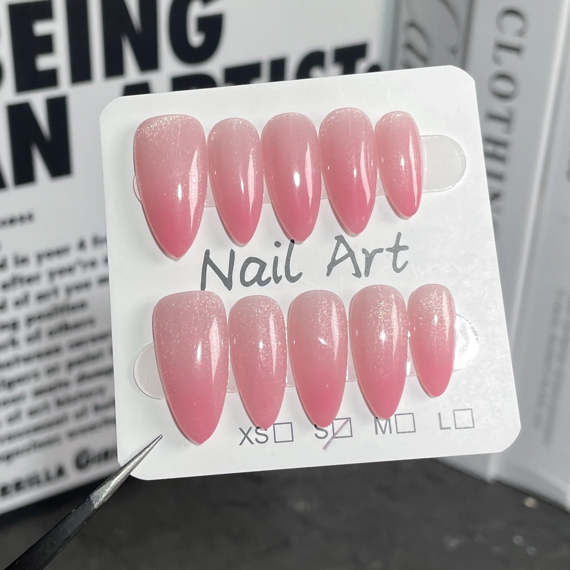 (537-m) Paquete De 10 Pegatinas Para Uñas Hechas A Mano, Tipo Prensa, Material Acrílico.