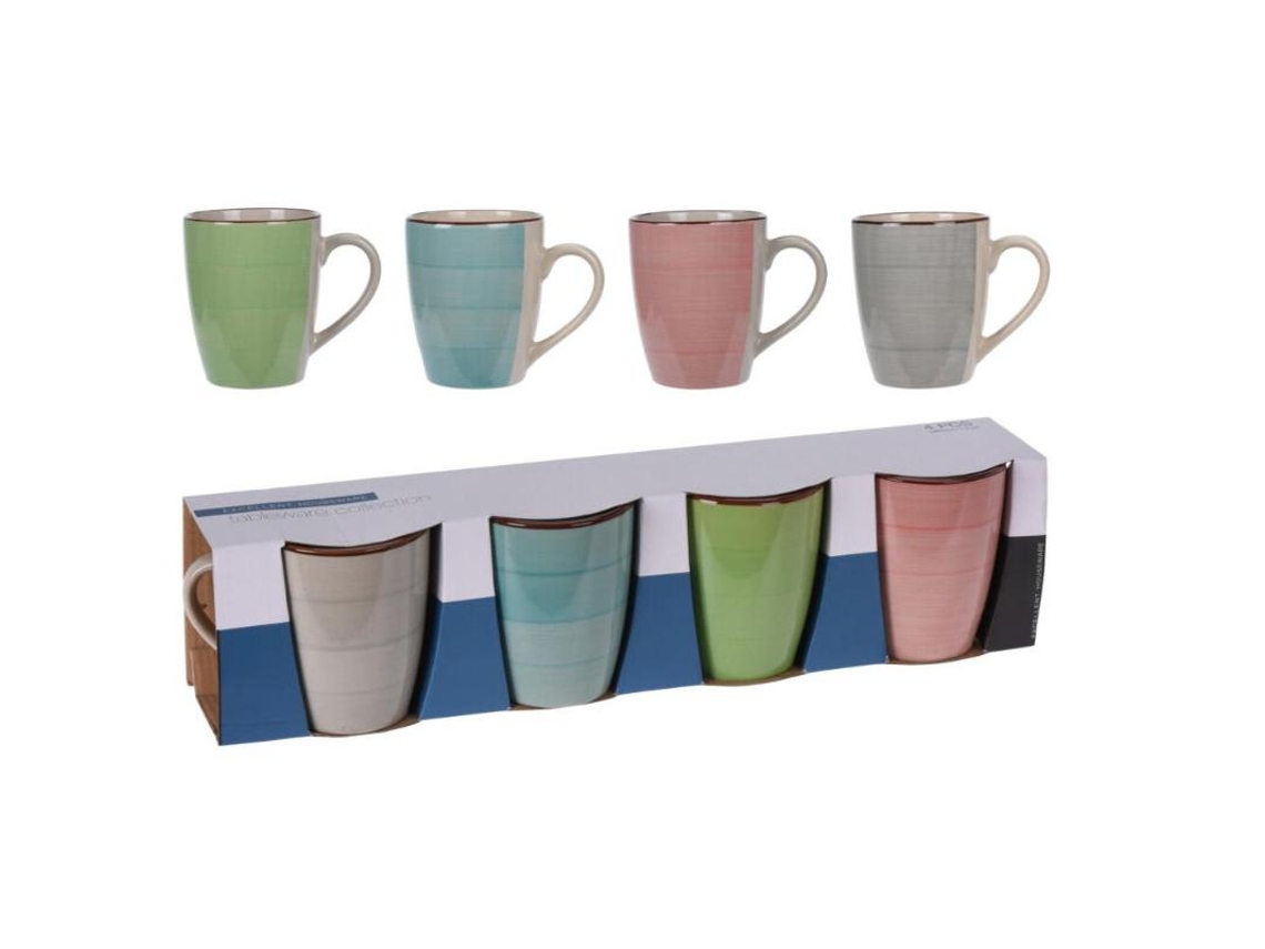 Tazas mug loza 36 cl 4 piezas surtidas lote 4