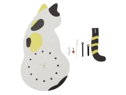 VVJIJILLY Relógio de parede decorativo com movimento silencioso, modelo gato de desenho animado (amarelo)