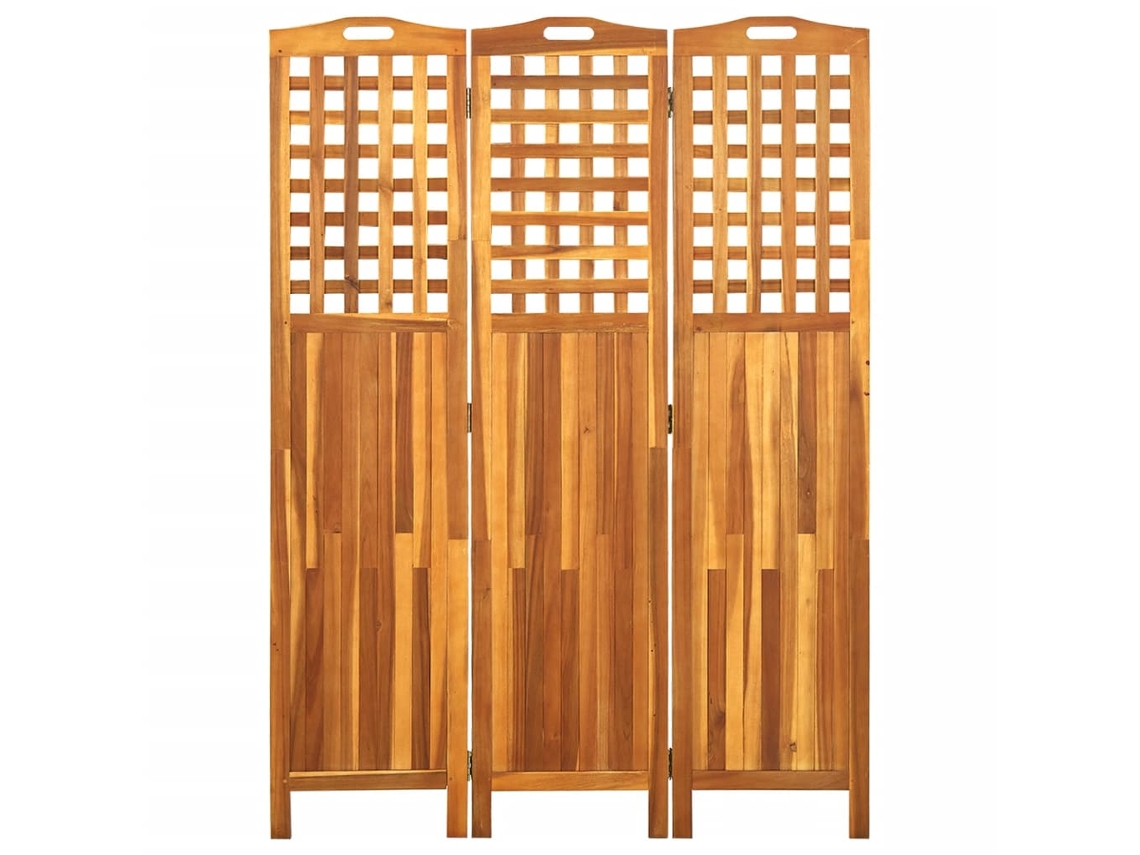 Separador de ambientes | Biombo con 3 paneles de 121x2x170 cm de madera maciza de acacia.