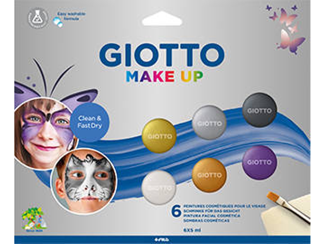 Pinturas Faciales GIOTTO Make Up Metálicos Cepillo Esponja (6 unidades)