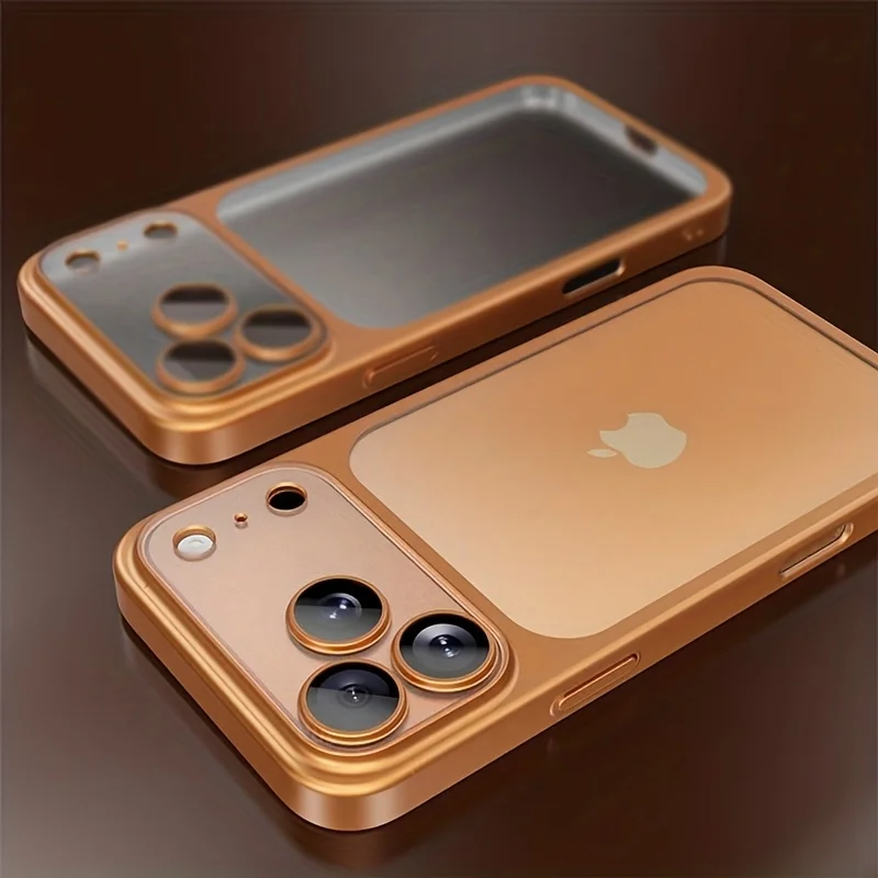(iphone 16 Naranja) Funda Para Teléfono Con Marco Y Protector De Lente, Material Duro A Prueba De Caídas.