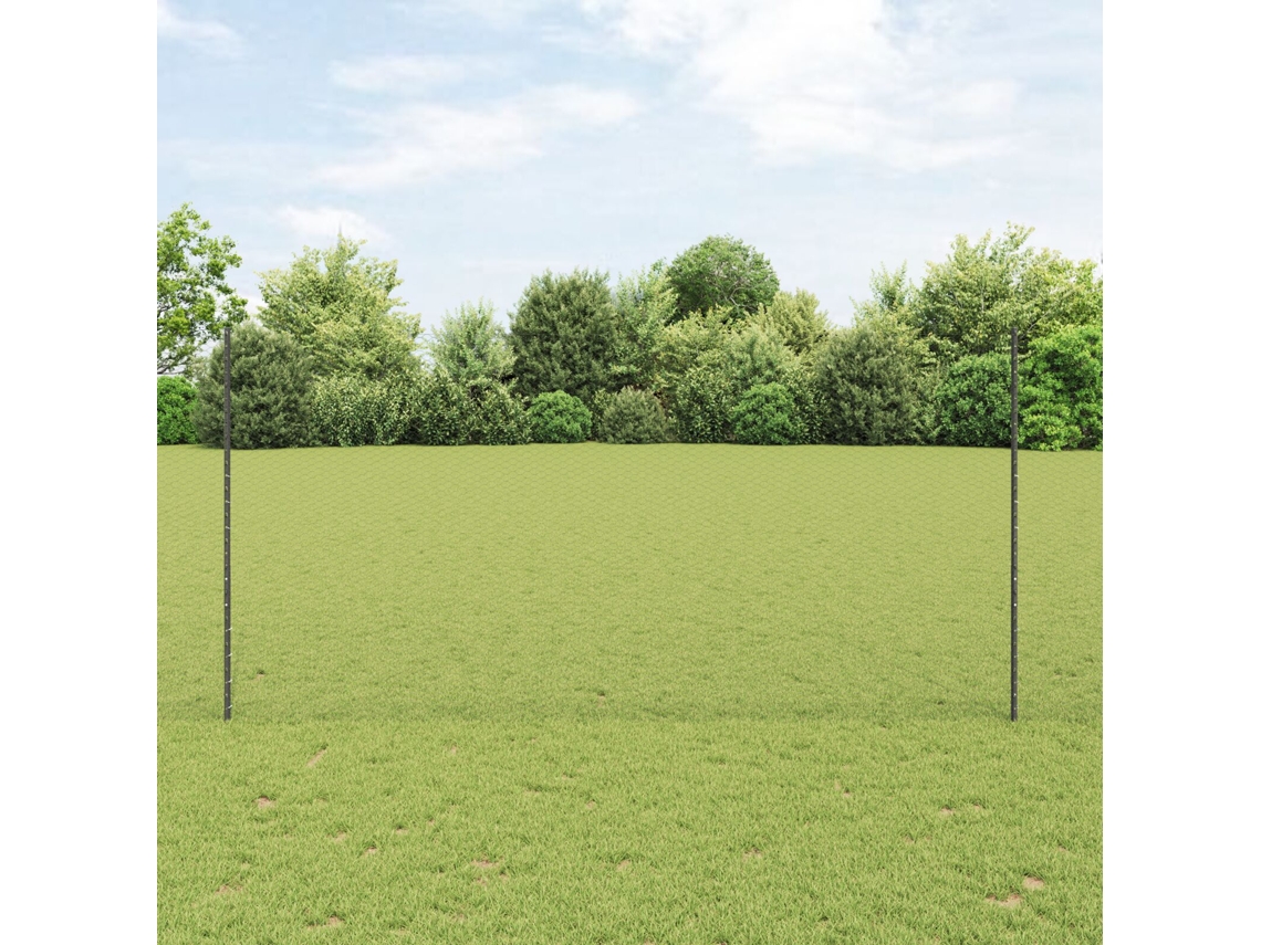 Postes para cerca (22 unidades, canal en U, gris, 160 cm, acero), cerca hexagonal, gris, 1,6 x 50 m, acero, WSD11997 Lovely Home