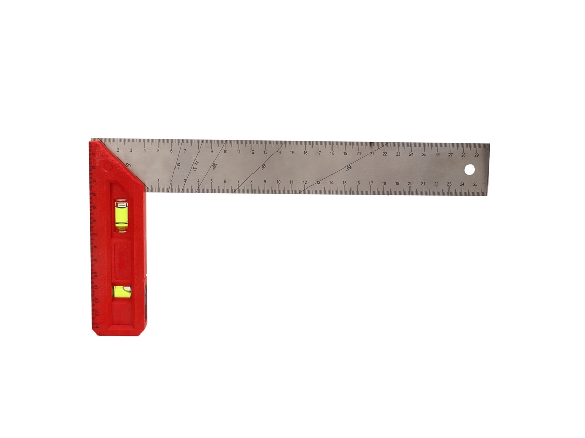Escuadra Profesional Para Carpintería Con Regla De Nivel De 90/45 Grados, 30 Cm, Acero Inoxidable.