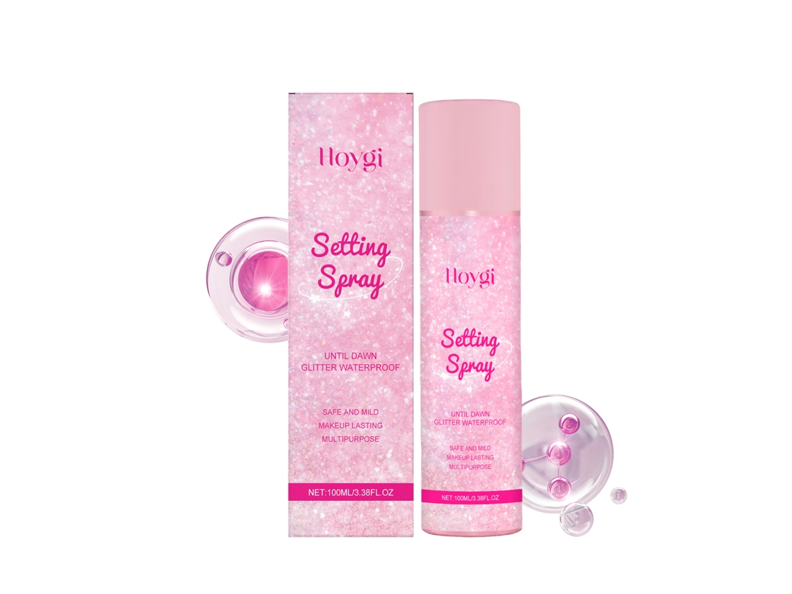 Spray protector de maquillaje con brillo resistente al agua