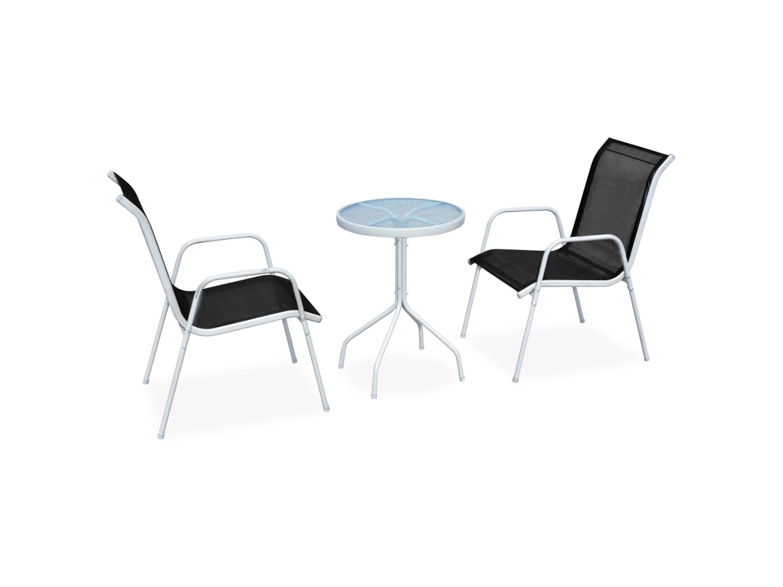 Conjunto Bistrô Aço Textilene 50x71 Cm Preto Dkd Home Decor