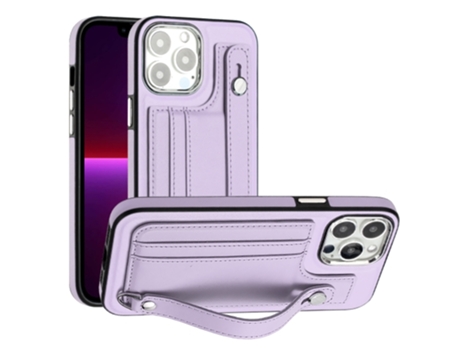 Funda Mobile Phone Cases Shockproof With Wrist para iPhone 13 Pro Max Piel Marrón