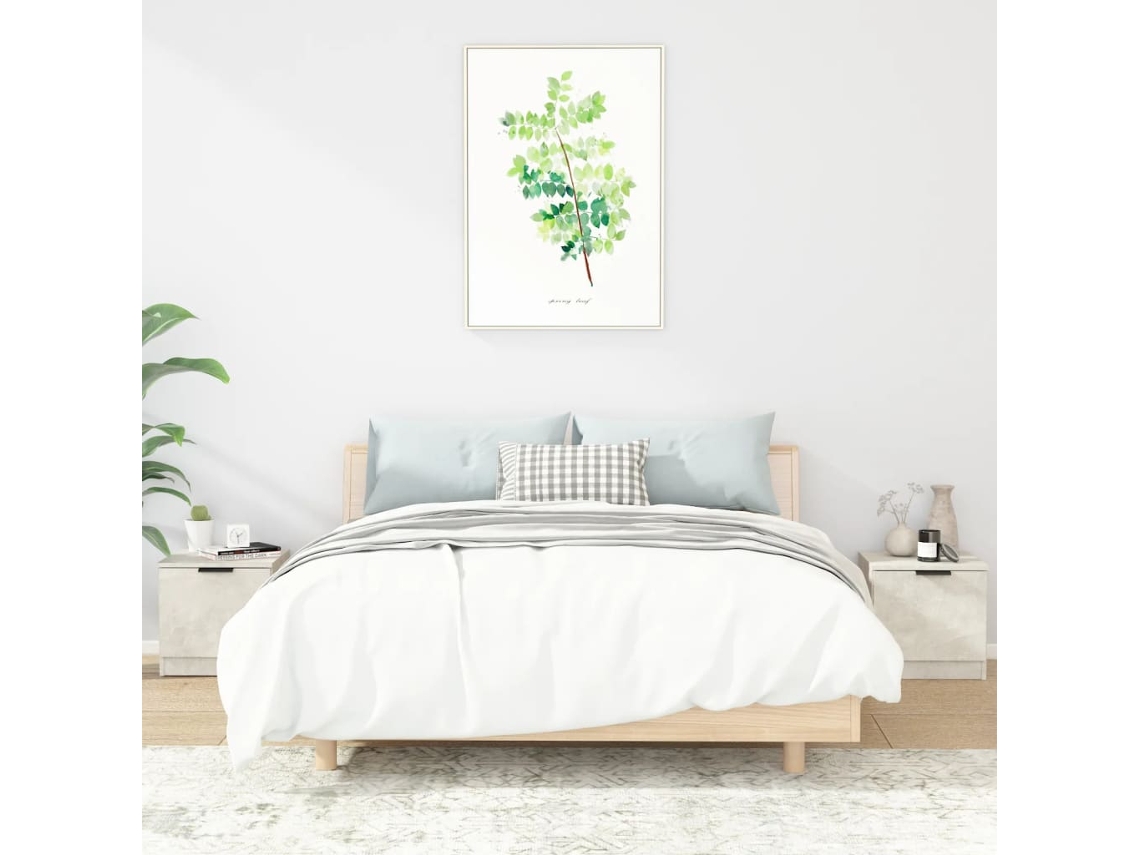 Mesitas de Noche LOVELY HOME Mesinha 2 Pcs 40X39X40 Cm Cinzento Cimento
