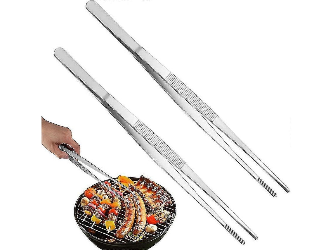 Juego de 2 pinzas finas de acero inoxidable, de 30,48 cm de largo, para decorar parrillas de cocina.