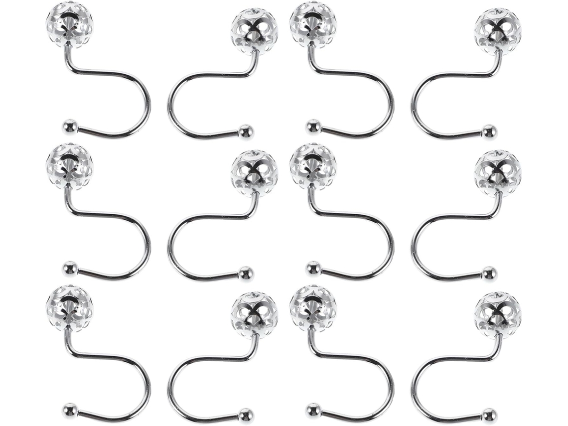 Juego de 12 ganchos para cortina de ducha de acero inoxidable con rodamientos de bolas para One Gokoco