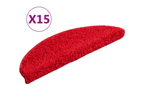 vidaXL Alfombras de peldaños de escalera 15 uds rojo 56x17x3 cm