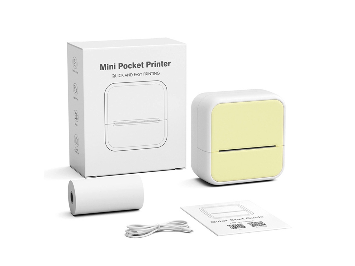 Impresora de etiquetas, impresora térmica con 1 rollo de papel adhesivo, Amarillo Chrui