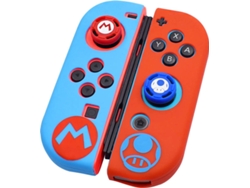 Kit 2 Fundas joycon + 2 Grips PHONESHIELD Hss-Rd&Bu-Sw (Mario Mushroom - Nintendo Switch)