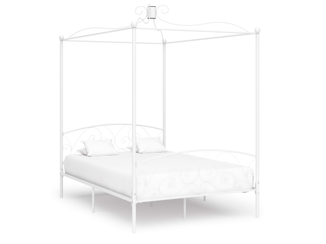 Estructura De Cama Con Dosel Metal Blanco 120x200 Cm