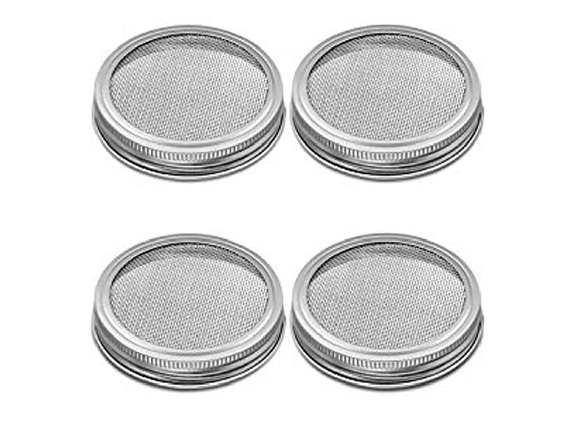 KOFIHETY Juego de 4 Tapas Grandes de Acero Inoxidable con Buena Ventilación para Germinar Semillas Orgánicas en tu Cocina, 70mm