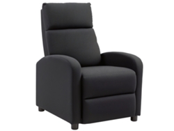 Sillón Reclinable Tapizado Con Respaldo Reclinable A 135° Y Reposapiés Extraíble, Tapizado En Lino, 69x87x100,5 Cm, Negro.