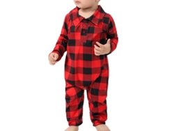 2026altiro-pijamas Navideños Familiares A Cuadros De Manga Larga Sueltos Sin Pelusas Para Padre Hijo Mascotas Rojo Bebé 6-9m