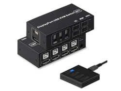 Conmutador KVM DisplayPort de 4 puertos YIZHOOD 3D UHD 4K 60 Hz Negro
