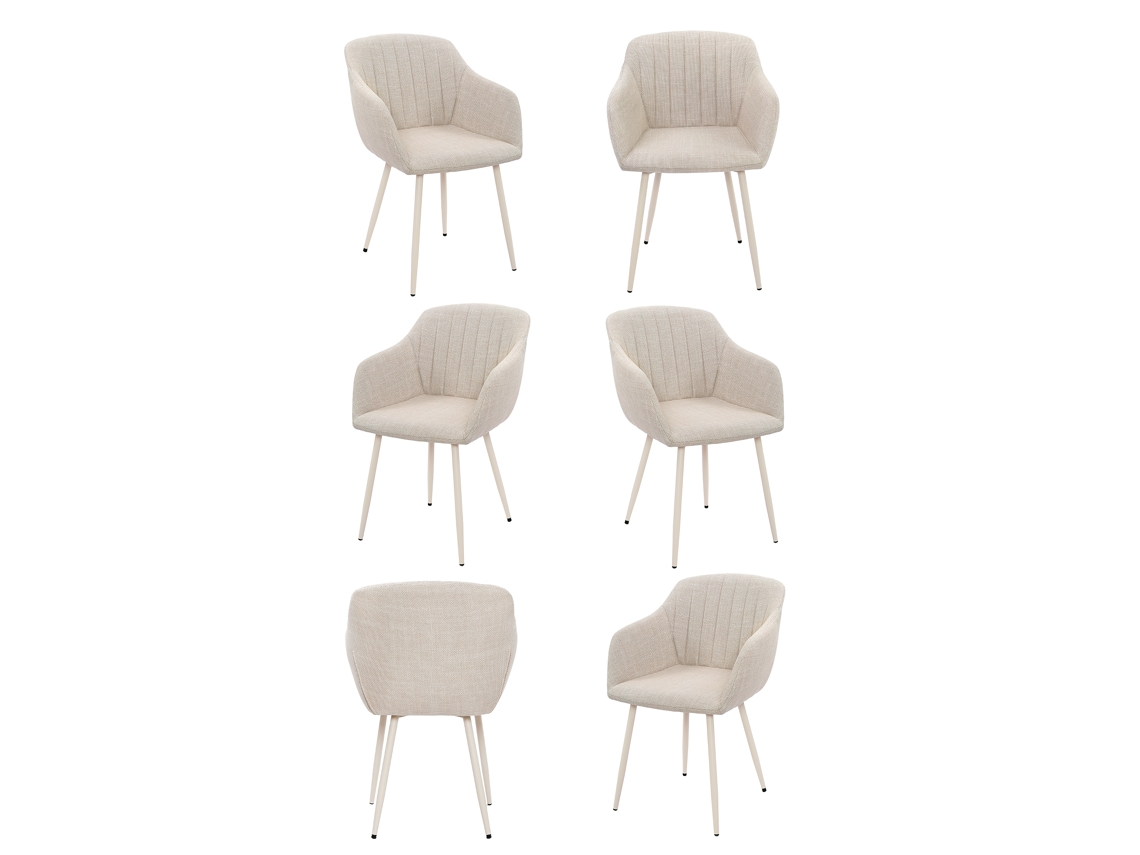 Sillas De Comedor Goeurvant 711(pack De 6, Beige, Tela)