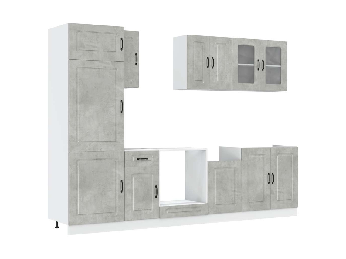 Juego de 8 gabinetes de cocina Kalmar de color gris cemento EXCLUSIVO DE LA CASA