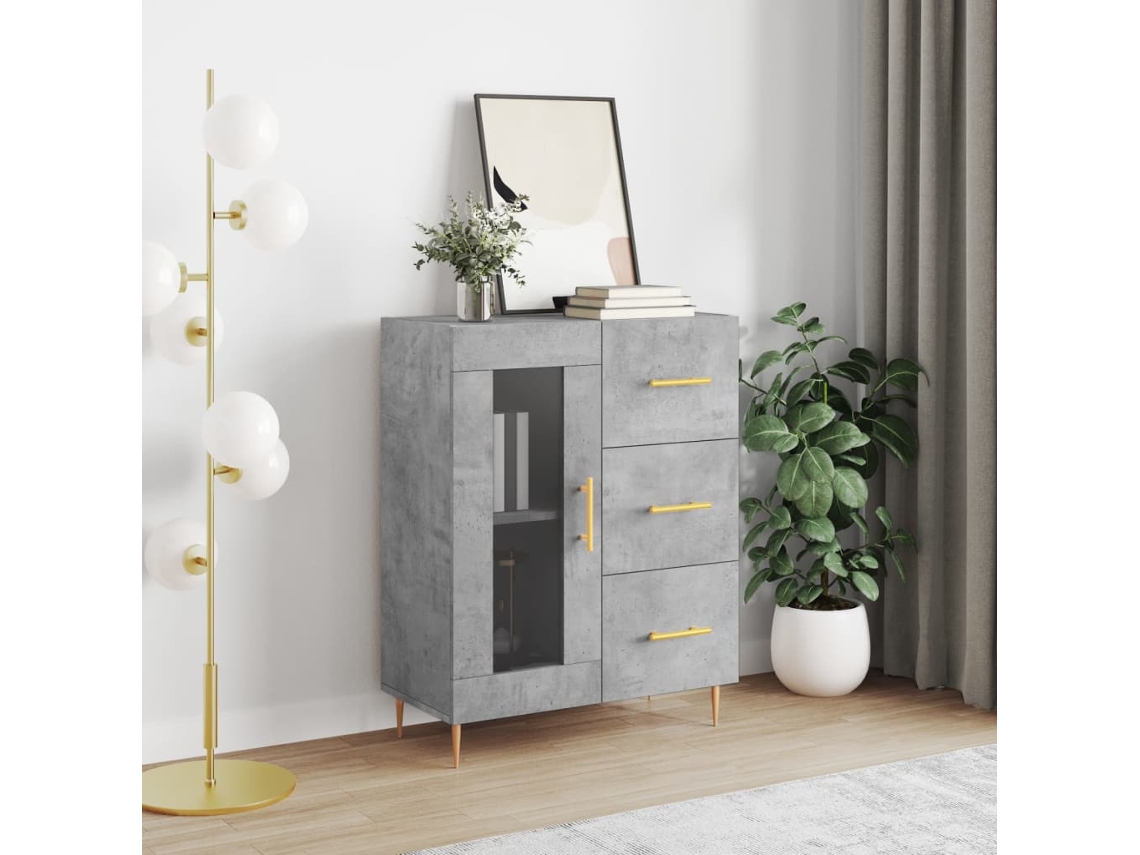 Aparador De Madera De Ingeniería Gris Hormigón 69,5x34x90 Cm