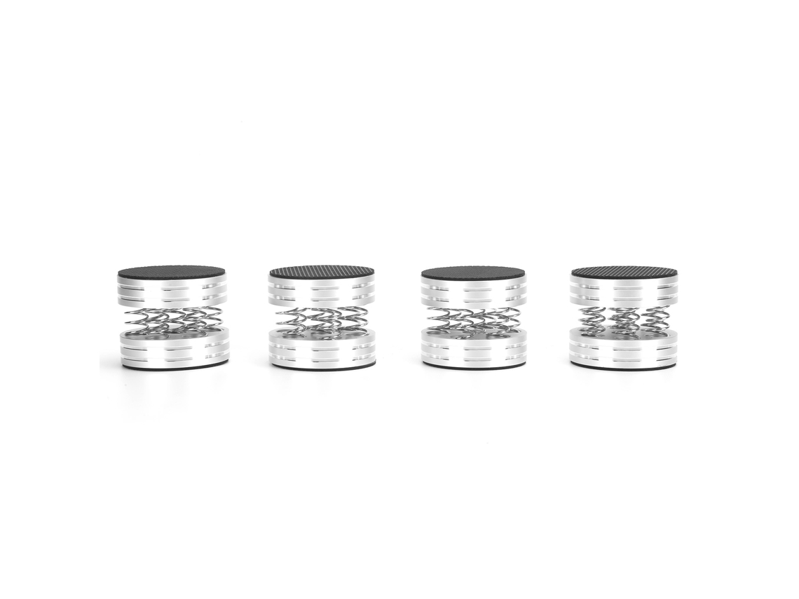 4pcs Pés De Amortecimento Com Mola Para Alto-falante Amplificador Tocadiscos Prata Sp4055