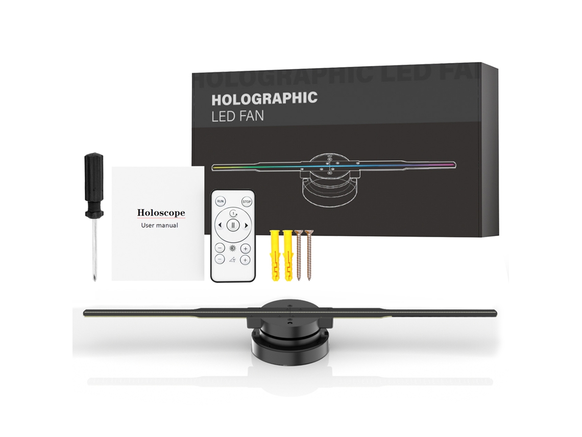 Proyector de hologramas 3D con ventilador LED HD, 244 LED, control remoto, 16 GB, para uso comercial.