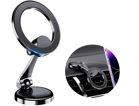 Soporte magnético para teléfono para automóvil, plegable 2 x 180 y doble rotación de 360, diseñado para la serie iPhone 15/14/13/12 (negro) CHRONUS...