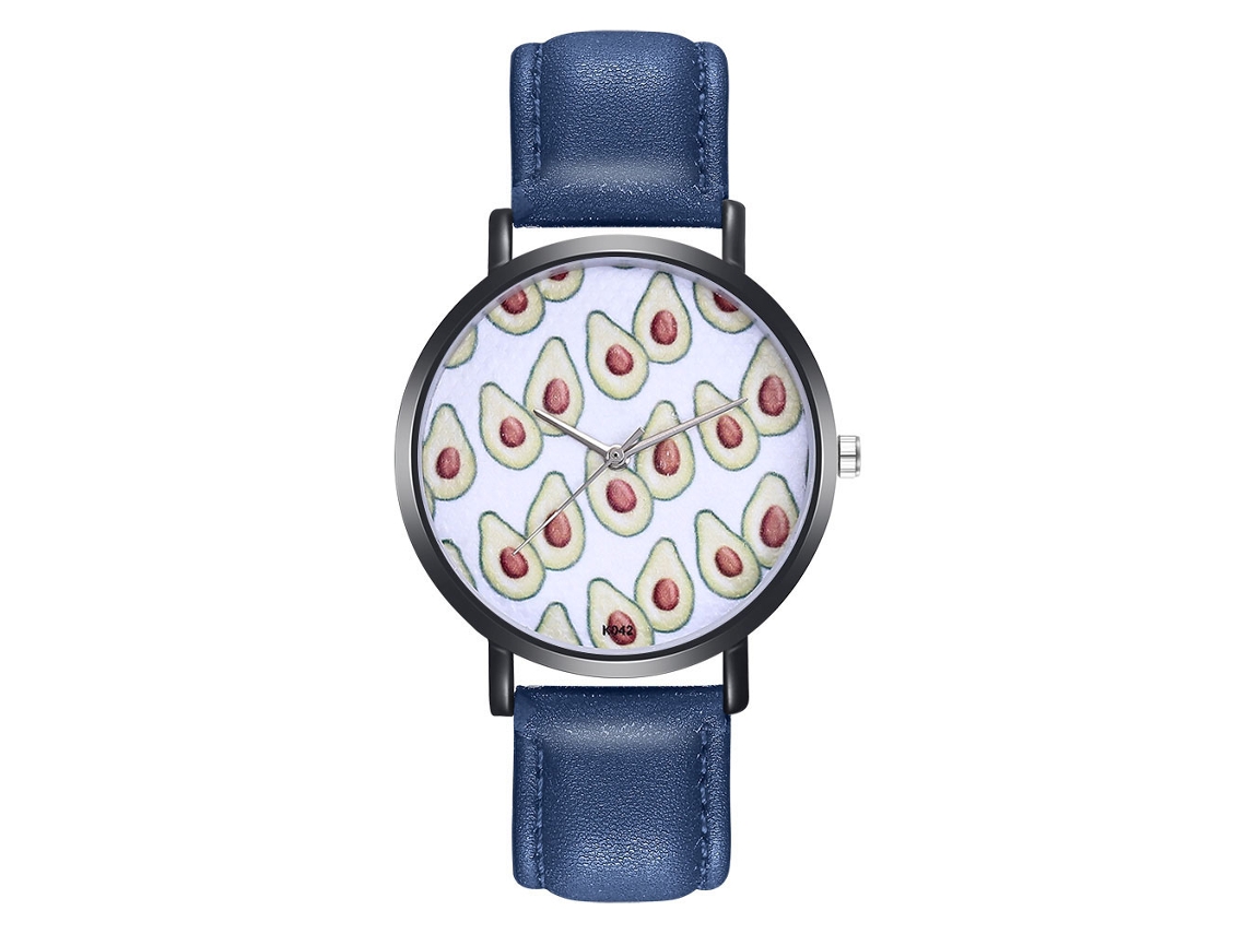 Reloj De Pulsera De Cuarzo Para Mujer Con Correa De Poliuretano, Estilo Moderno, Esfera Grande, K042-h, Azul.