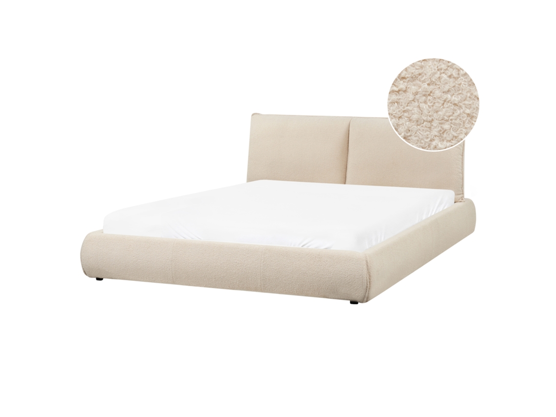 Cama De Matrimonio Vinay Bouclé Beliani Bouclé Beige (176x233x90)